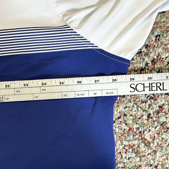 Peter Millar Summer Comfort White Blue Performance Polo Shirt Sz XXL - Picture 8 of 10